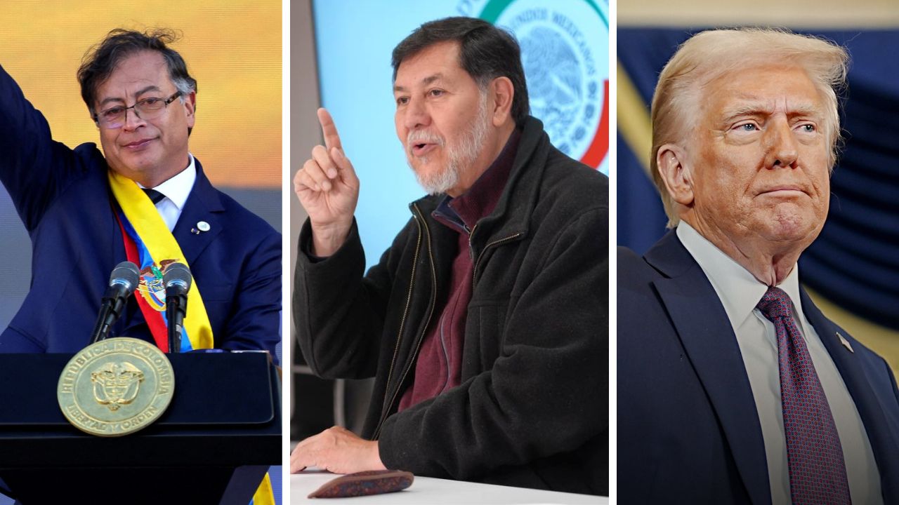 Gustavo Petro, presidente de Colombia, Gerardo Fernández Noroña. presidente del Senado de México, y Donald Trump, presidente de Estados Unidos.