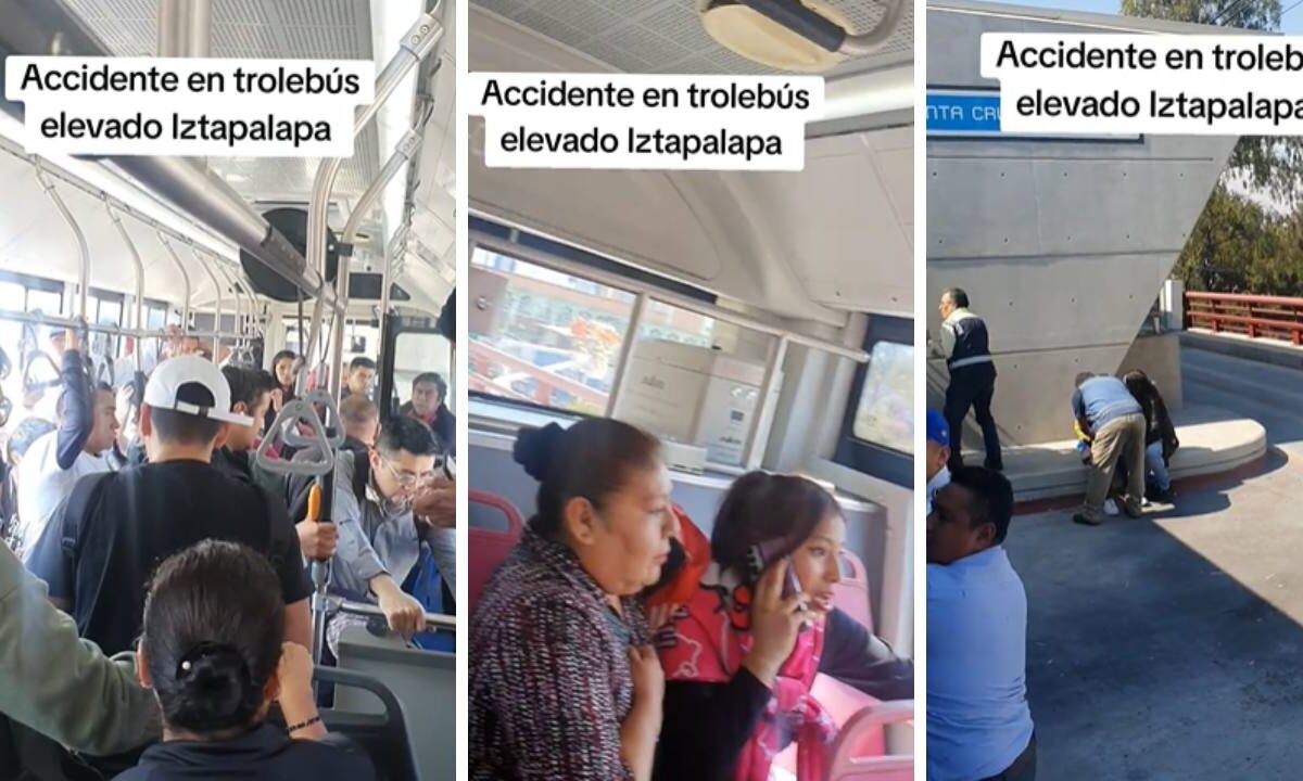 En un video se muestra como los pasajeros vivieron el accidente del Trolebús elevado en la estación Deportivo Santa Cruz.