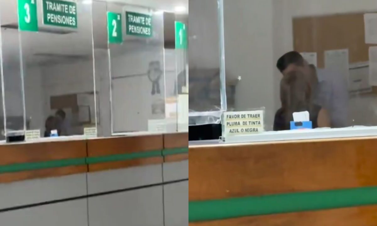 Trabajadores del IMSS besándose en horas de trabajo