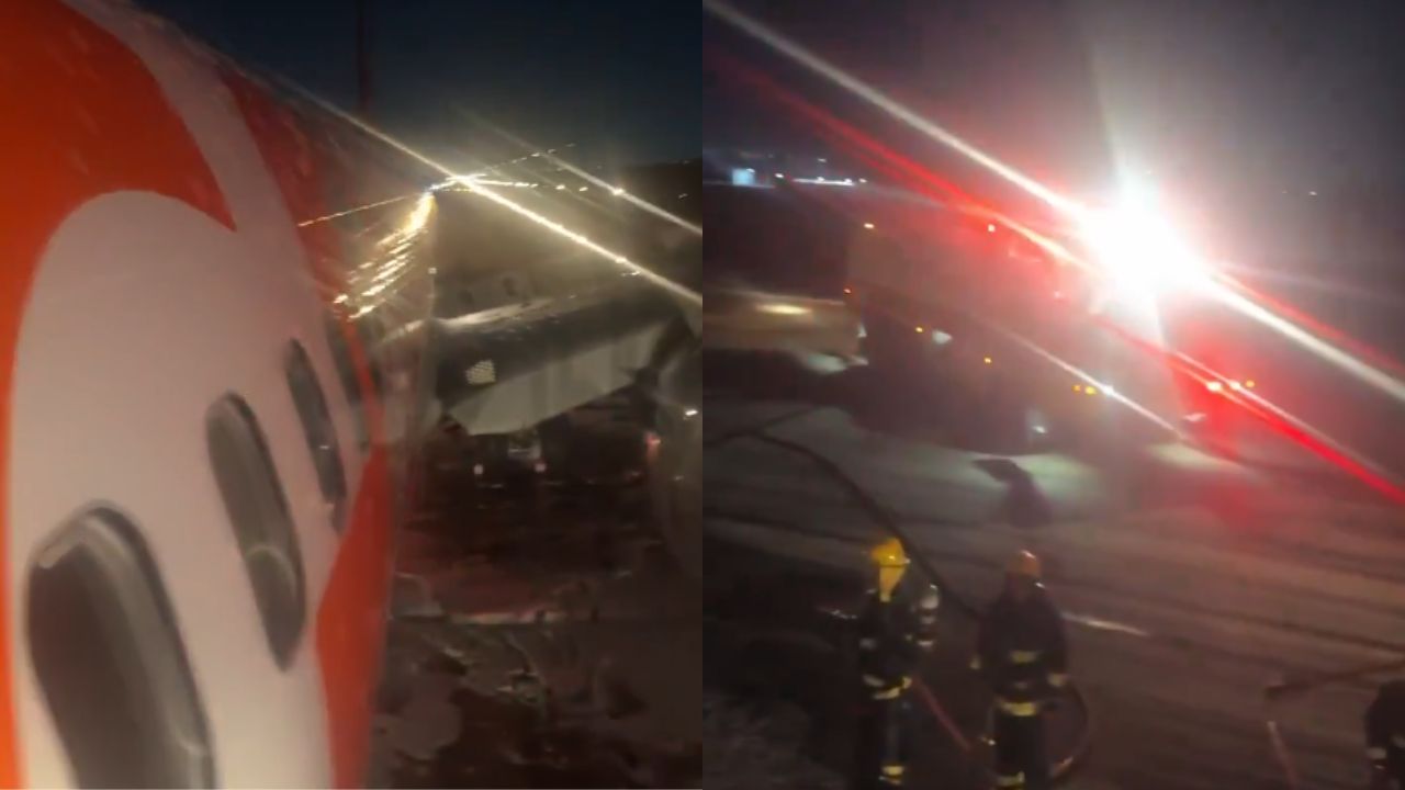 Avión de pasajeros chocó contra un vehículo en el Aeropuerto de Río de Janeiro, Brasil.