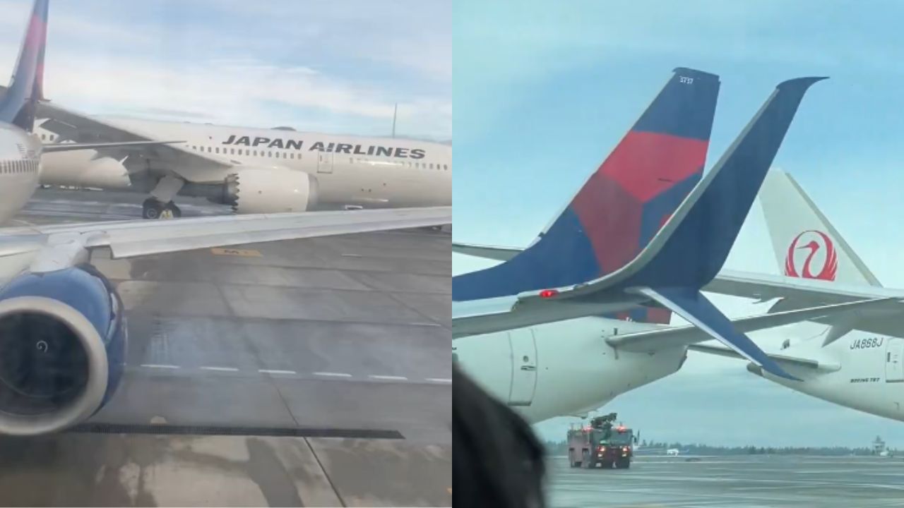 Un avión de Japan Airlines impactó con la cola de una aeronave de Delta Air Lines en Seattle.