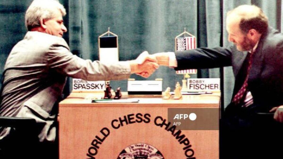 Boris Spassky y Bobby Fischer en 1992.