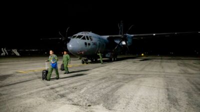 Aviones de la Secretaría de la Defensa Nacional (Sedena) arribaron a Campeche.