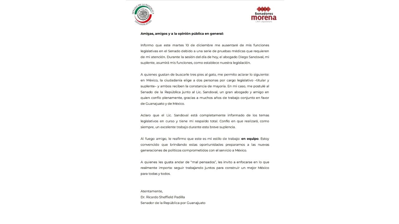 Comunicado de Morena en el Senado