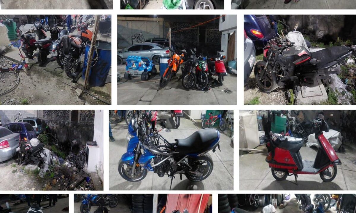 Aseguran 8 motos robadas en cateo en Tlalpan