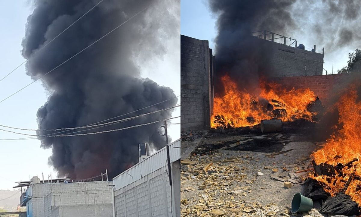 El incendio consumió un almacén de poliuretano en la colonia Ciudad Cuauhtémoc, en Ecatepec.