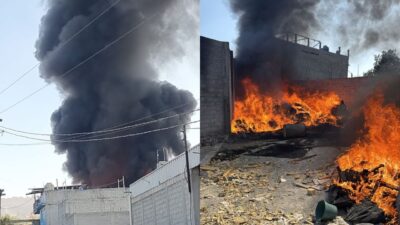 El incendio consumió un almacén de poliuretano en la colonia Ciudad Cuauhtémoc, en Ecatepec.