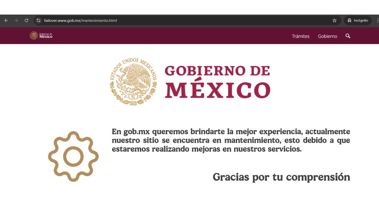 Los sitios web del Gobierno federal se encuentran en mantenimiento.