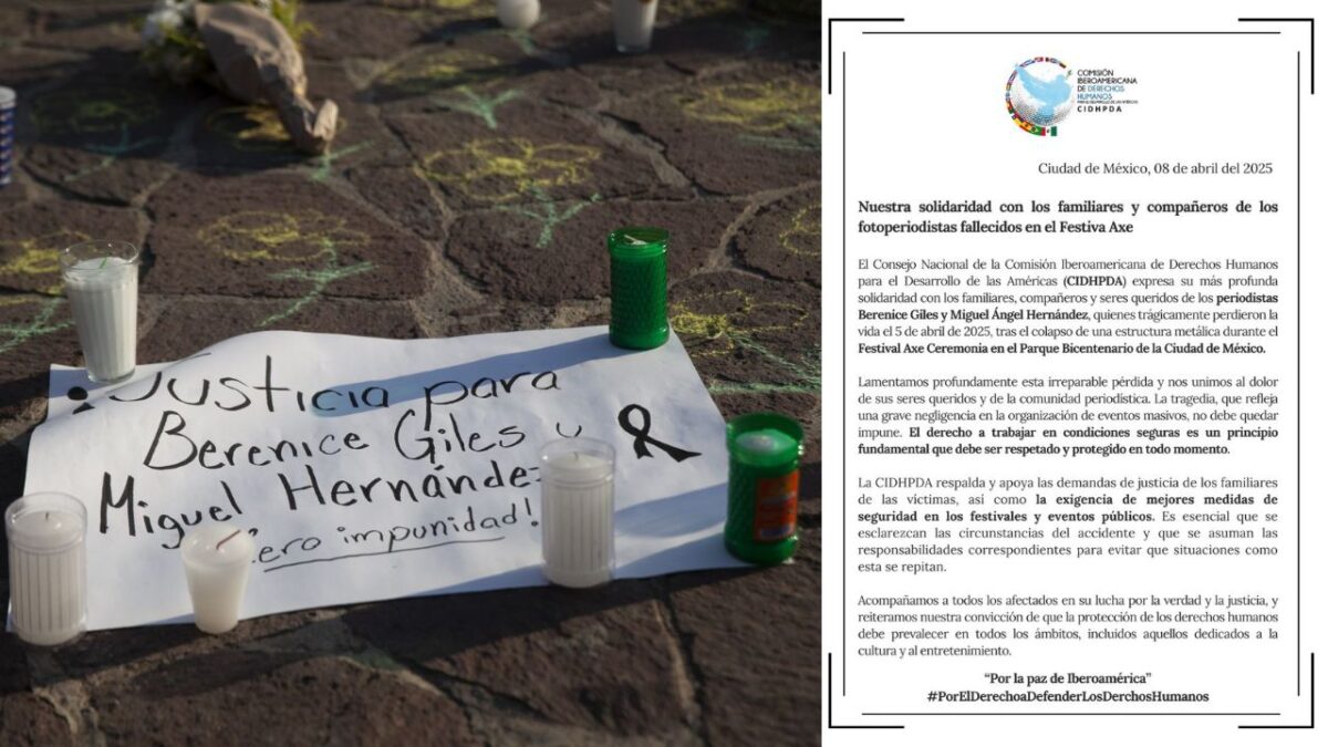 La CIDHPDA se solidarizó con los familias de los dos fotoreporteros que perdieron la vida en el Festival Axe Ceremonia en Parque Bicentenario.