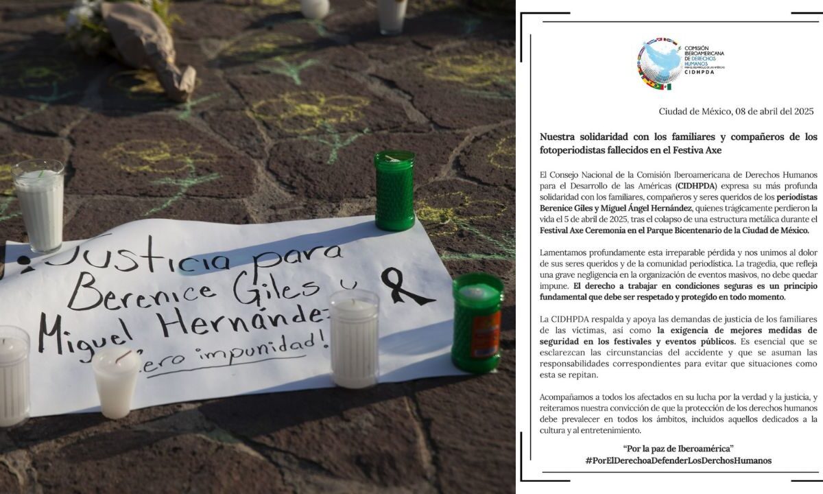 La CIDHPDA se solidarizó con los familias de los dos fotoreporteros que perdieron la vida en el Festival Axe Ceremonia en Parque Bicentenario.