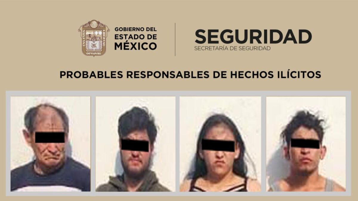 La SS Edomex reportó que en coordinación con Defensa y la Policía de Chalco cuatro personas fueron detenidas por extorsión y otros delitos.