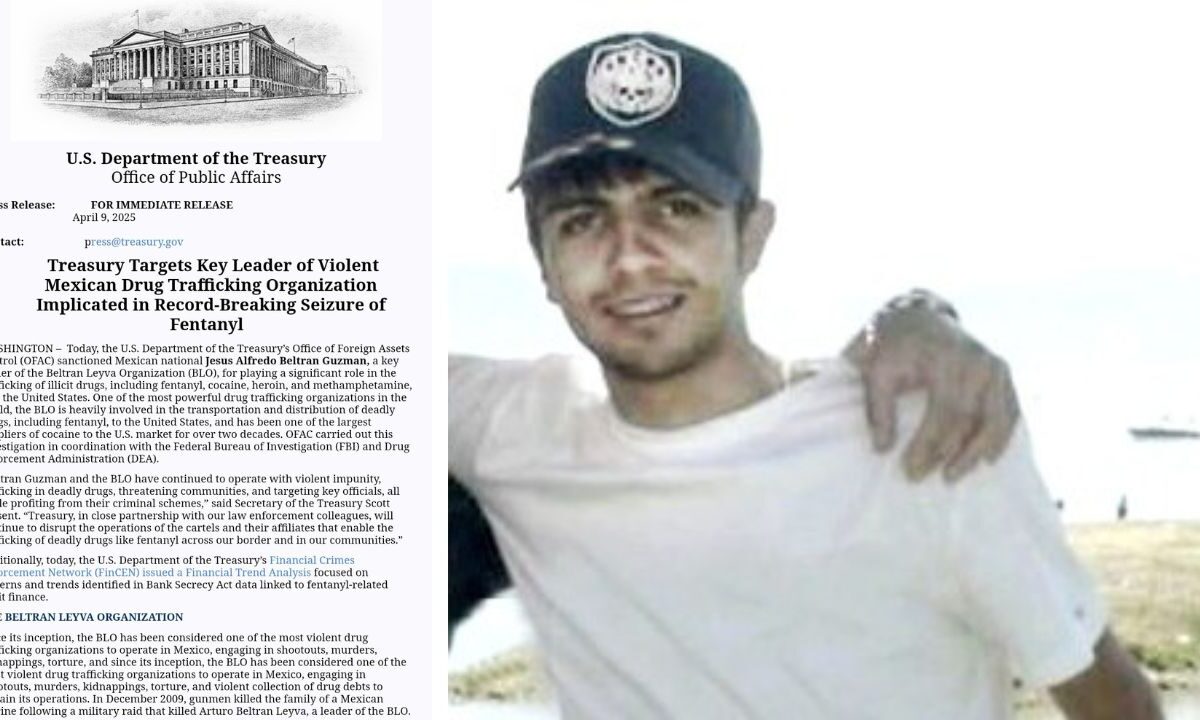 El Departamento del Tesoro de EU incluyó en su "lista negra" a Jesús Alfredo Beltrán, alias "El Mochomito", sobrino de "El Chapo" Guzmán.