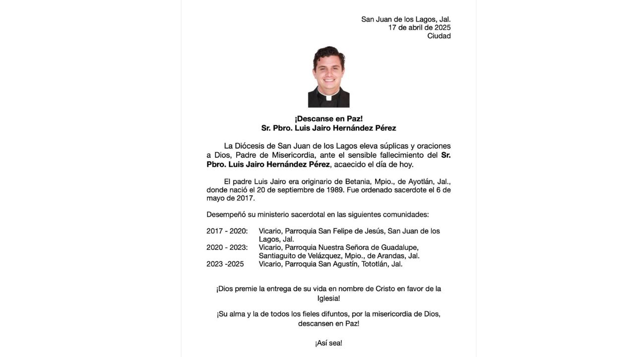 En un accidente carretero en la salida a León en Arandas, Jalisco, causó la muerte de un sacerdote identificado como Luis Jairo Hernández.