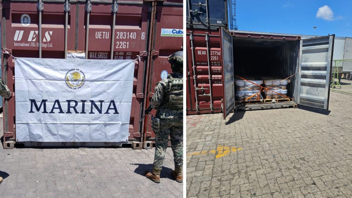 Marina asegura 5.8 toneladas de mercurio, el cual iba a ser contrabandeado a Sudamérica.