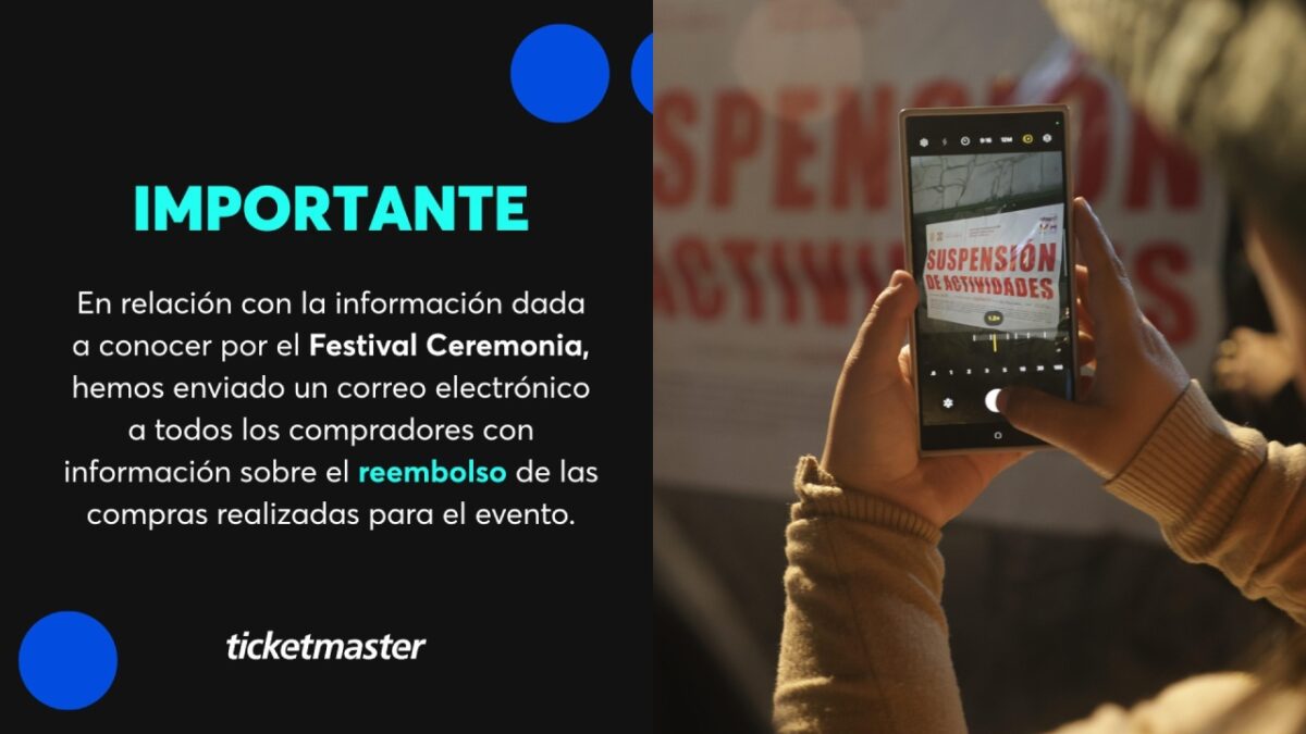 Luego de la cancelación del festival AXE Ceremonia por la muerte de dos personas a causa de una grúa, el sistema Ticketmaster ha informado que se rembolsarán los accesos para quienes adquirieron boletos para el segundo día.
