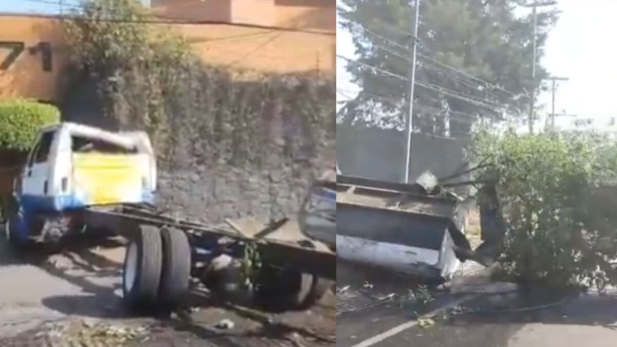 reportan la volcadura de una vehículo pipa en las inmediaciones de la alcaldía Tlalpan