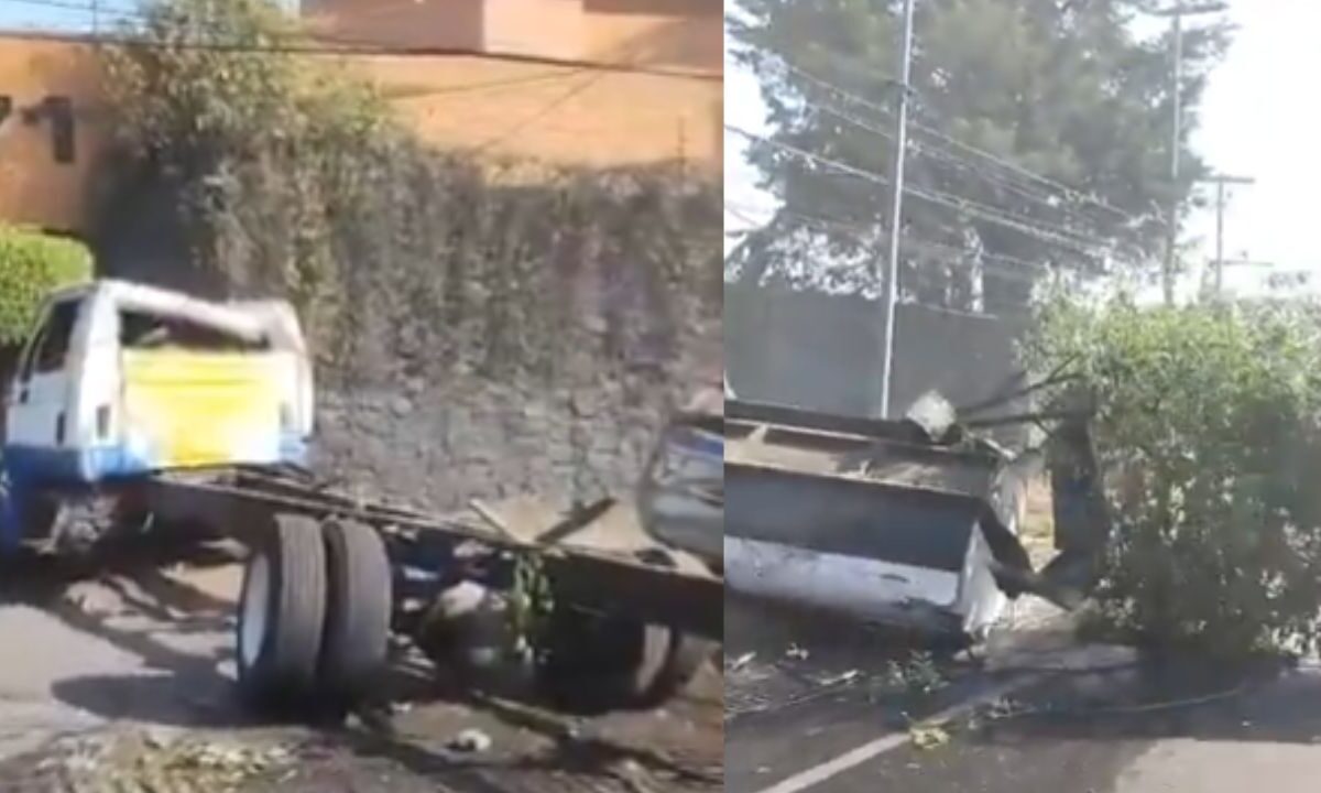reportan la volcadura de una vehículo pipa en las inmediaciones de la alcaldía Tlalpan