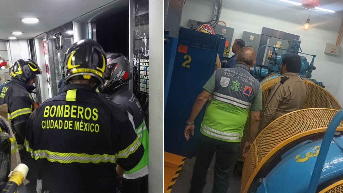 Bomberos y personal de Protección Civil de la CDMX rescataron a 12 personas atrapadas en un elevador de la Torre Latinoamericana.