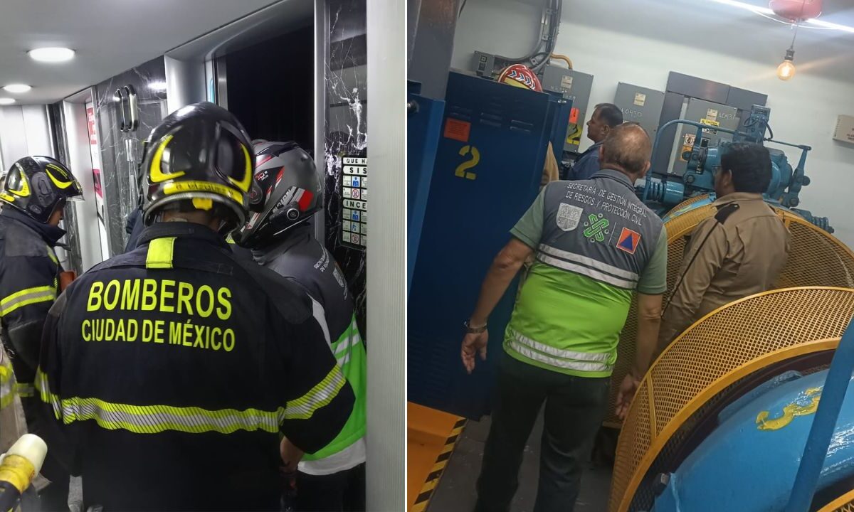 Bomberos y personal de Protección Civil de la CDMX rescataron a 12 personas atrapadas en un elevador de la Torre Latinoamericana.