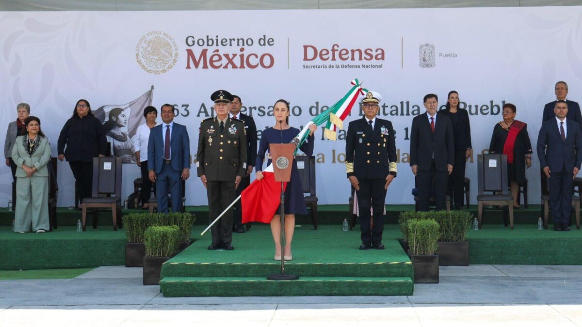 Claudia Sheinbaum este 5 de mayo en la celebración del 163 aniversario de la Batalla de Puebla