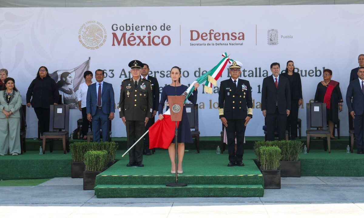 Claudia Sheinbaum en la celebración del 163 aniversario de la Batalla de Puebla