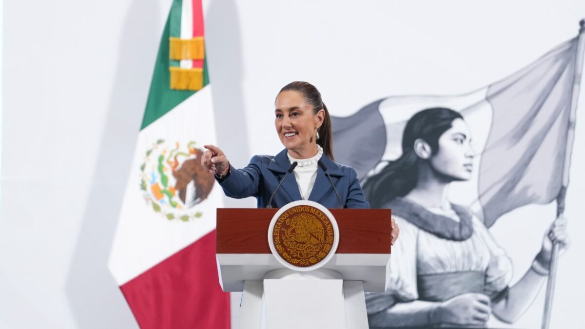 La presidenta de México, Claudia Sheinbaum, durante la Mañanera del Pueblo