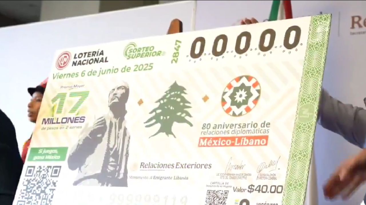 Conmemoran con billete de lotería relaciones diplomáticas México y República Libanesa.