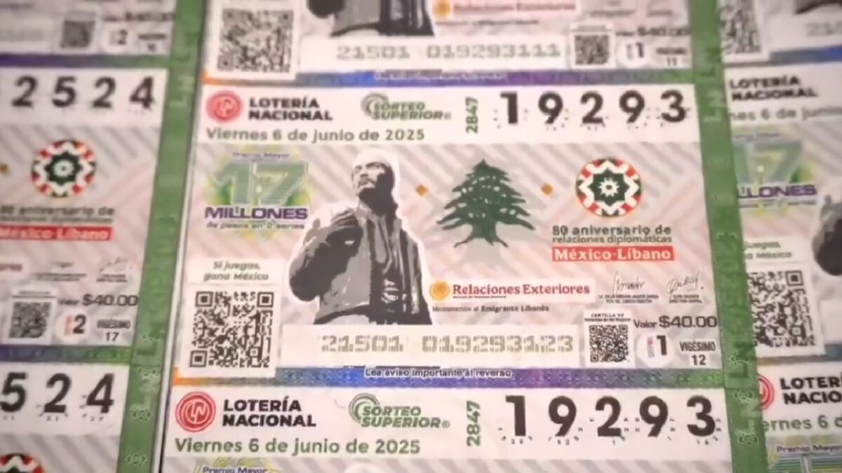 Conmemoran con billete de lotería relaciones diplomáticas México y República Libanesa.