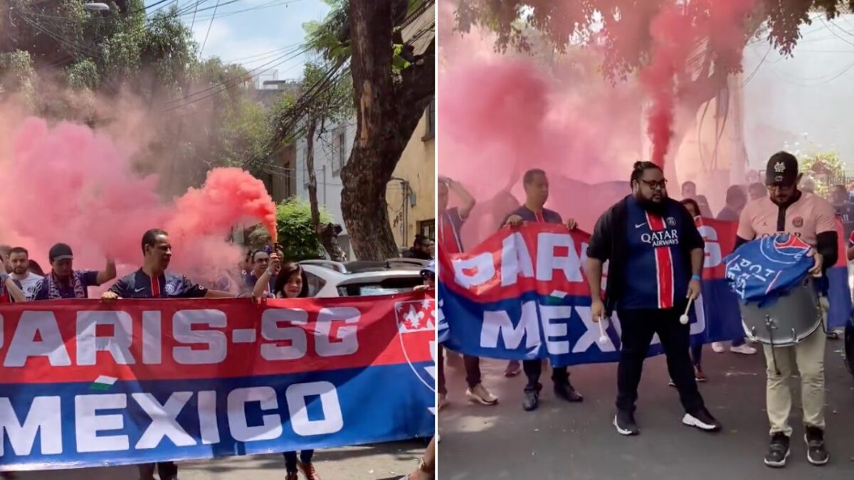 Aficionados del PSG marcharon en calles de la CDMX en apoyo a su equipo que jugaría la final de la Champions League contra el Inter.