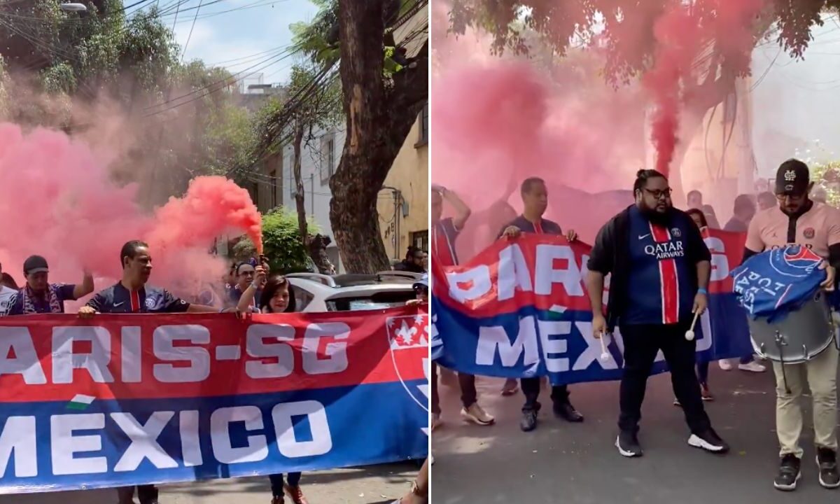 Aficionados del PSG marcharon en calles de la CDMX en apoyo a su equipo que jugaría la final de la Champions League contra el Inter.