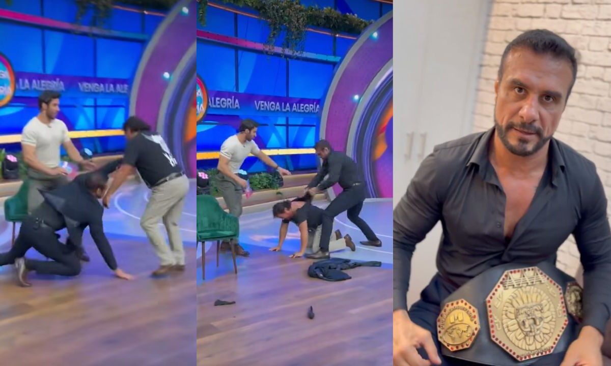 El luchador Alberto del Río "El Patrón" protagonizó un zafarrancho en el programa Venga la Alegría al golpear al Vikingo en vivo.