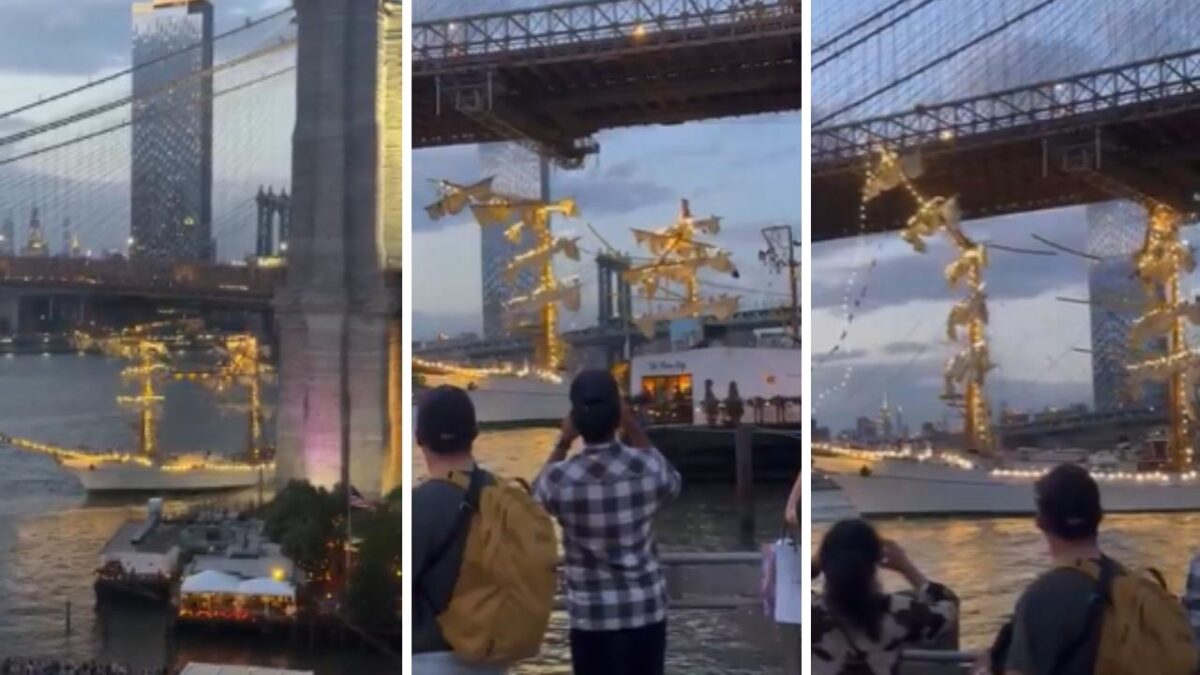 La tarde de este sábado el buque escuela Cuauhtémoc chocó contra el Puente de Brooklyn, en NY.