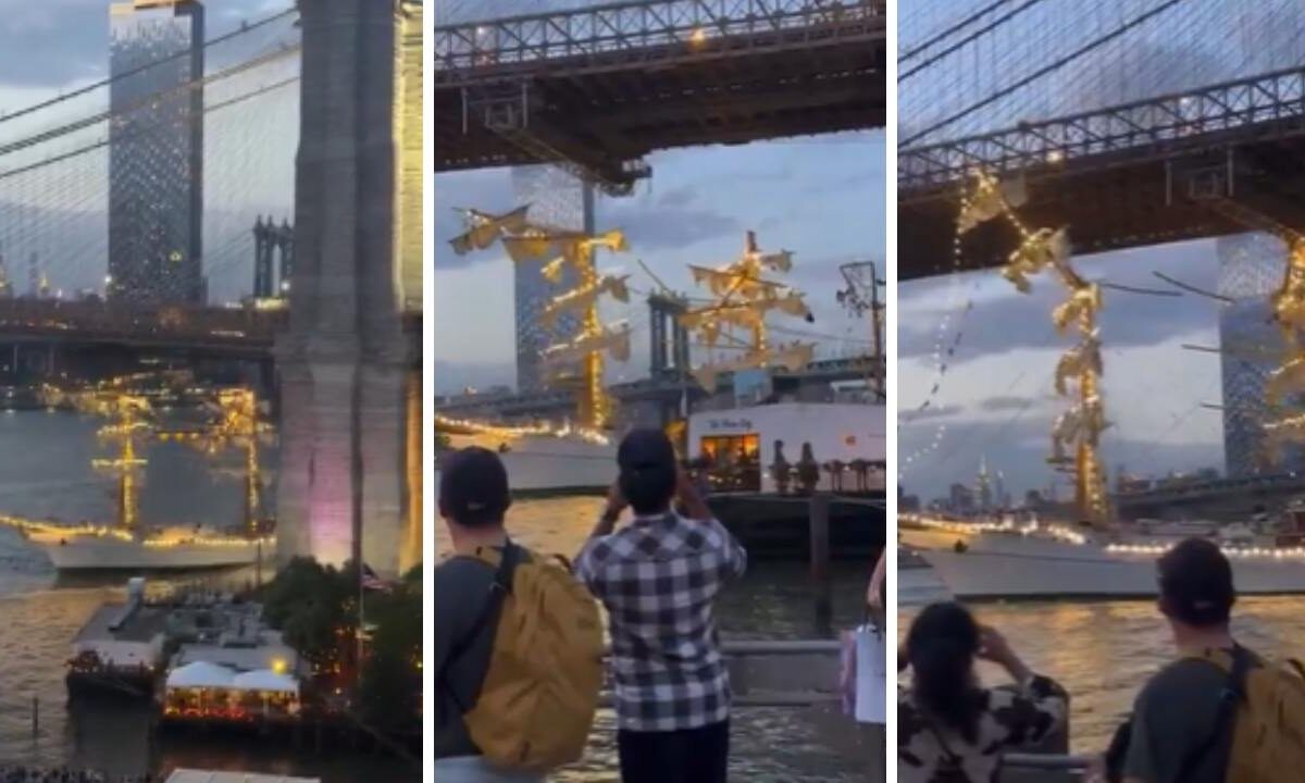 La tarde de este sábado el buque escuela Cuauhtémoc chocó contra el Puente de Brooklyn, en NY.