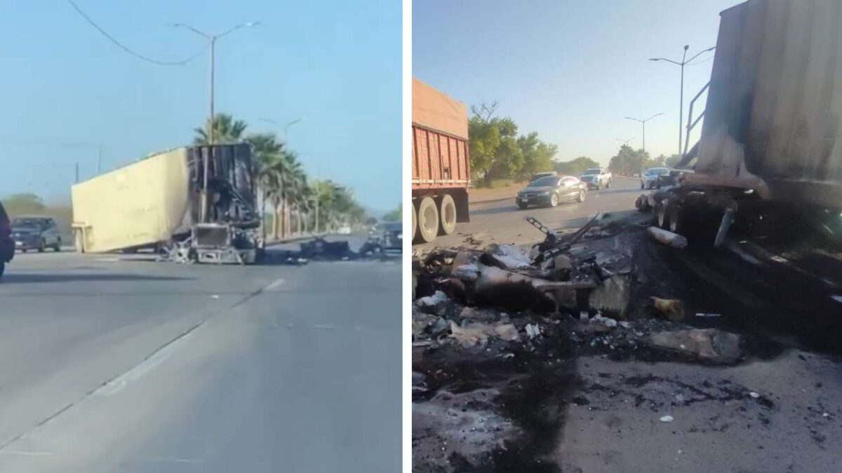 Reportes indican que civiles armados bloquean la carretera Mochis-Topolobampo, en Sinaloa.