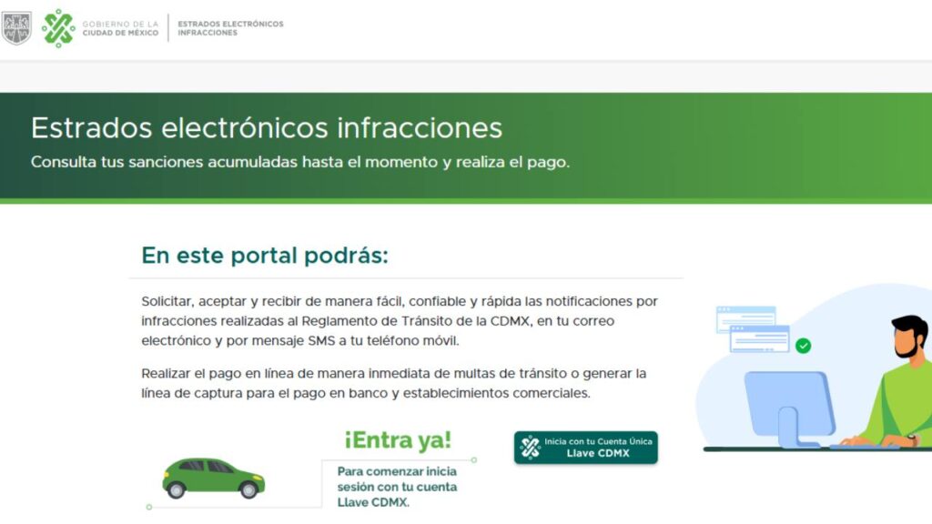 Así se ve el sitio oficial de Infracciones de Tránsito del Gobierno de la CDMX.