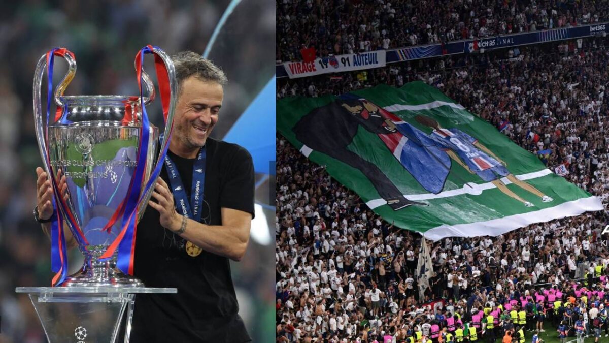 Aficionados del PSG le rindieron un emotivo homenaje a Luis Enrique y su hija Xana tras ganar la Champions League.