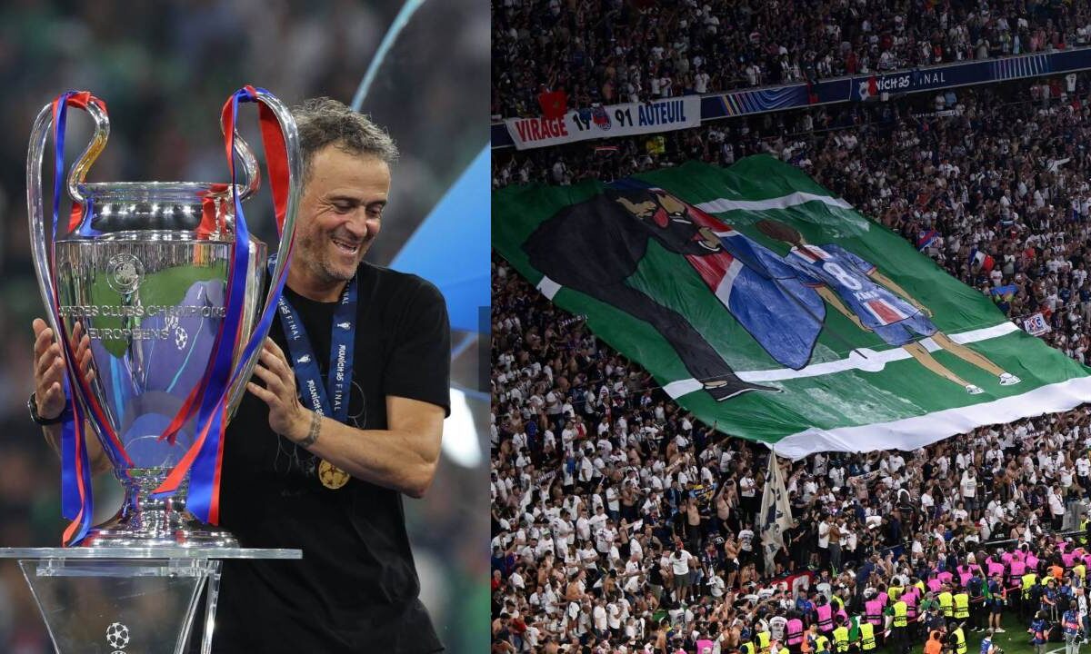 Aficionados del PSG le rindieron un emotivo homenaje a Luis Enrique y su hija Xana tras ganar la Champions League.