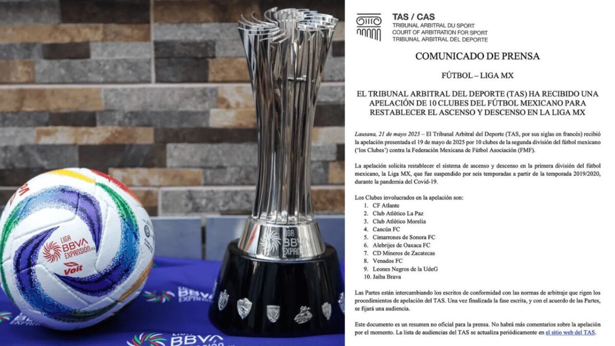 El TAS confirma recurso de la Liga de Expansión contra la FMF