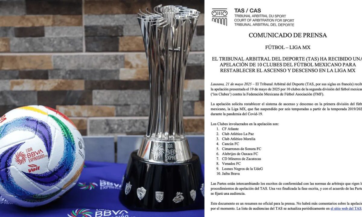 El TAS confirma recurso de la Liga de Expansión contra la FMF