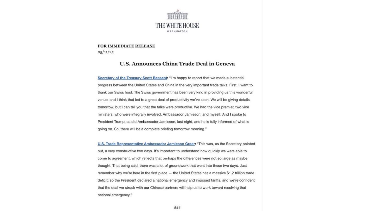 La Casa Blanca anuncia acuerdos importantes con CHina