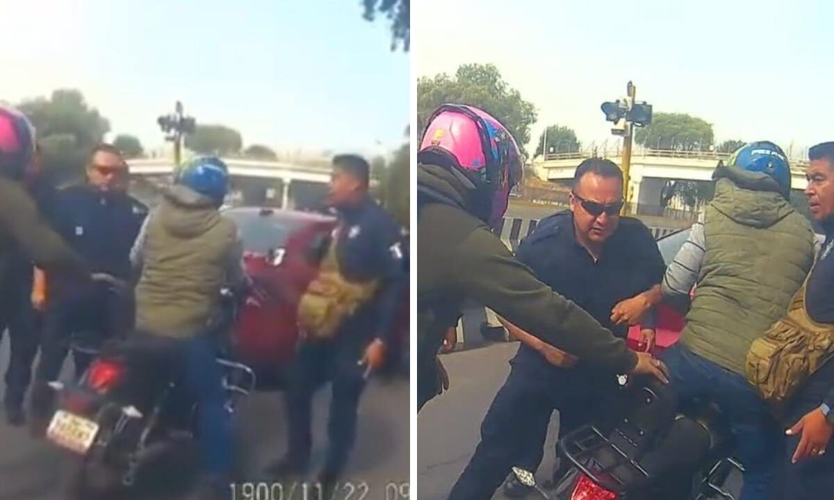 Presuntos policías estatales agredieron a un motociclista en la Peñón-Texcoco.