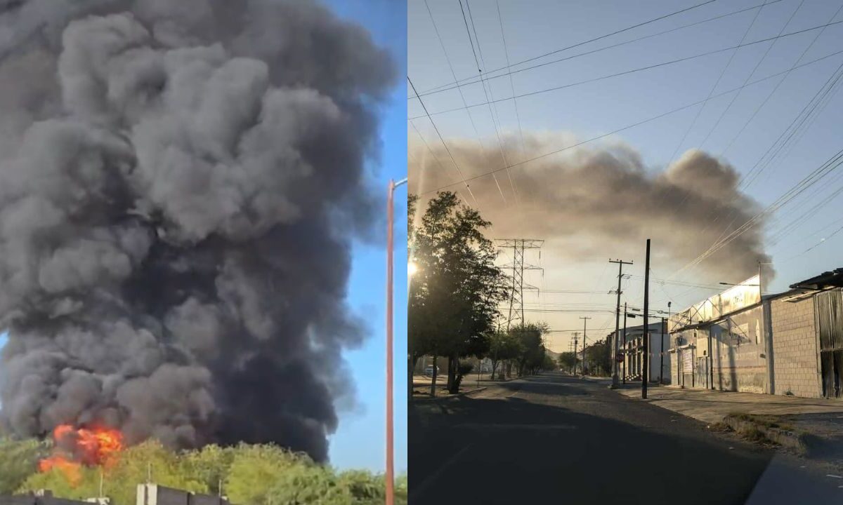 Se registra fuerte incendio en fábrica de tarimas en Hermosillo