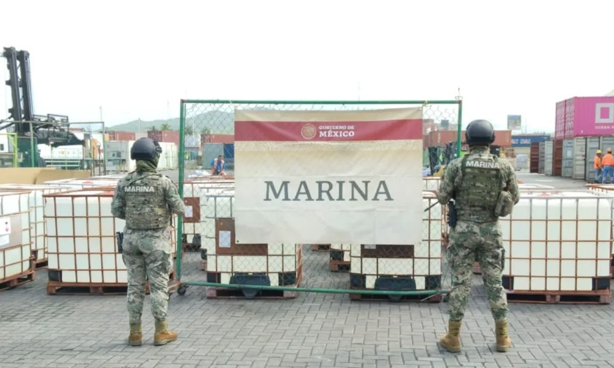 Marina asegura precursores para fabricar hasta 10 toneladas de metanfetamina