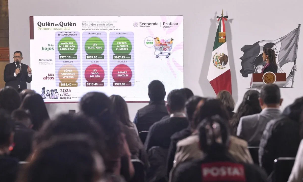 La Profeco informa que va a la baja el precio promedio de la gasolina magna.