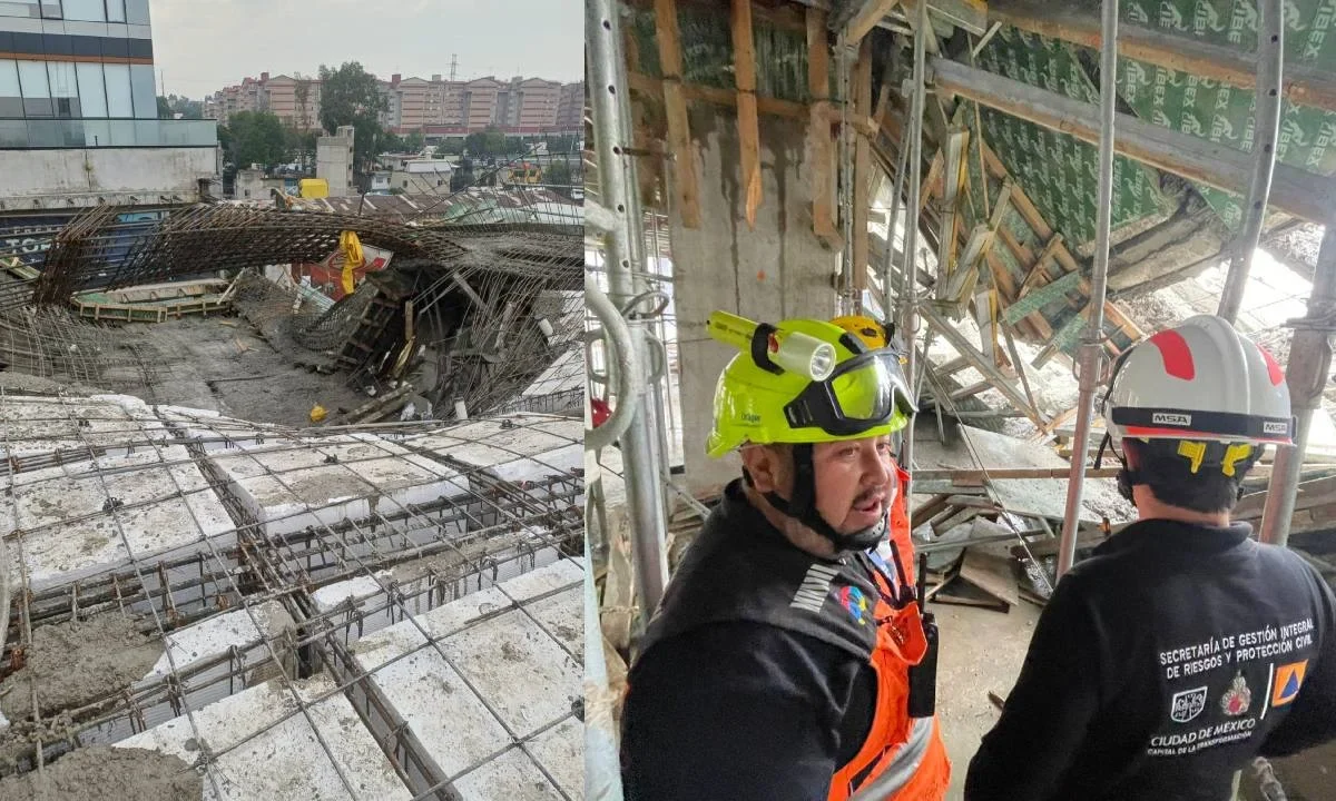 Una losa de construcción cayó sobre unos trabajadores en la alcaldía Álvaro Obregón; los reportes indican tres personas lesionadas.