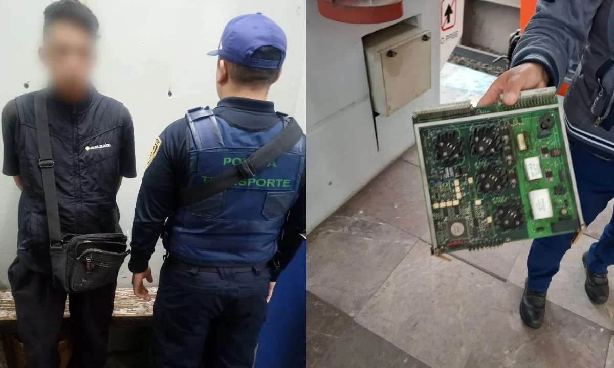 Autoridades capitalinas y del Estado de México detuvieron a un individuo que presuntamente robó el panel de tarjetas electrónicas de un tren del Metro en la Línea B; el sujeto fue puesto a disposición del Ministerio Público.