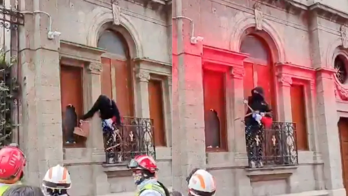 El colectivo que permanece afuera de la Segob por justicia para el caso Holy Yash, dañó ventanas e intentó ingresar a las instalaciones.