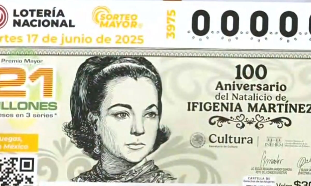 Para conmemorar 100 años del nacimiento de Ifigenia Martínez, la Lotería Nacional y el Senado de la República, develaron el billete del Sorteo Mayor No. 3975 con la imagen de quien fue una de las mujeres forjadoras del pensamiento económico y político de México.