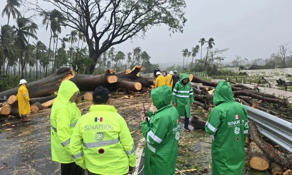 El paso del huracán Erick afectó 15 tramos carreteros y dejó sin luz a 2 municipios en Oaxaca.