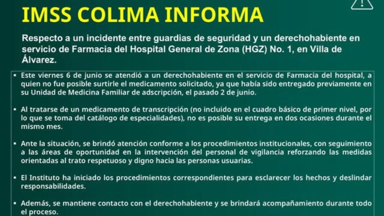 comunicado del IMSS Colima